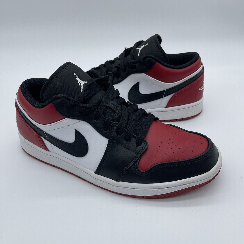 Nike 553558-612 Air Jordan 1 Men's Sz. 9 Shoes Low 'Bred Toe' Red/Black Sneakers